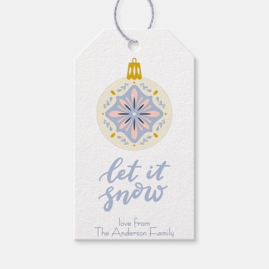 Folk Art Christmas Ornamenten cadeau label Cadeaulabel (Voorkant)