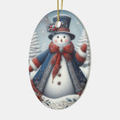 Folk Art Christmas Snowman Keramisch Ornament (Links)