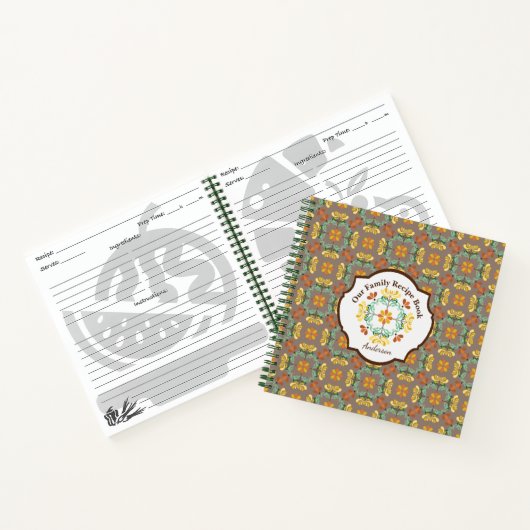 Folk Art Chrysanthemum Autumn Pattern Personalized Notitieboek (Binnen)
