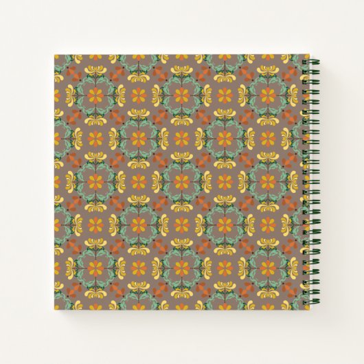 Folk Art Chrysanthemum Autumn Pattern Personalized Notitieboek (Achterkant)
