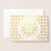 Folk Art Chrysanthemum Persoonlijke Thanksgiving Folie Kaarten (Voorkant met envelop)