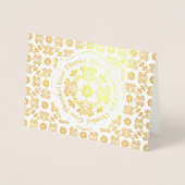 Folk Art Chrysanthemum Persoonlijke Thanksgiving Folie Kaarten (Voorkant)