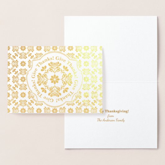 Folk Art Chrysanthemum Persoonlijke Thanksgiving Folie Kaarten (Display)