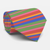Folk Art Collectie Bright Stripes Unisex Necktie Stropdas (Opgerold)