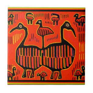 Folk Art Colorful Birds Tegeltje
