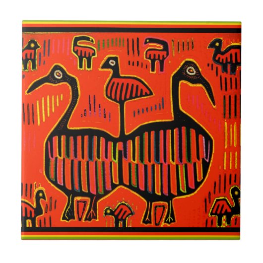 Folk Art Colorful Birds Tegeltje (Voorkant)