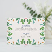 Folk Art Colorful Floral Fiesta Spanish Wedding Bedankkaart (Staand voorkant)
