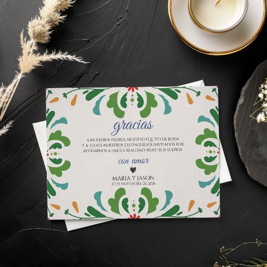 Folk Art Colorful Floral Fiesta Spanish Wedding Bedankkaart
