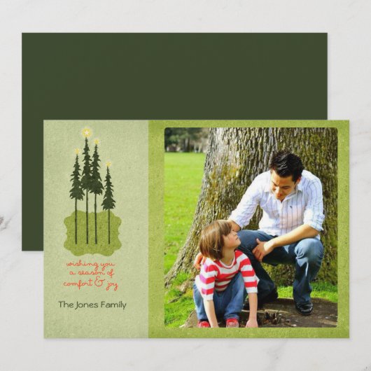 Folk Art Comfort en Joy-kerstfotokaarten Feestdagenkaart (Voorkant / Achterkant)