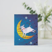 Folk Art Cow springt over de Mon Nursery Rhyme Briefkaart (Staand voorkant)