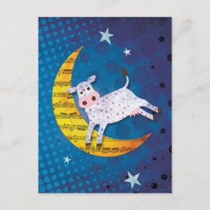 Folk Art Cow springt over de Mon Nursery Rhyme Briefkaart
