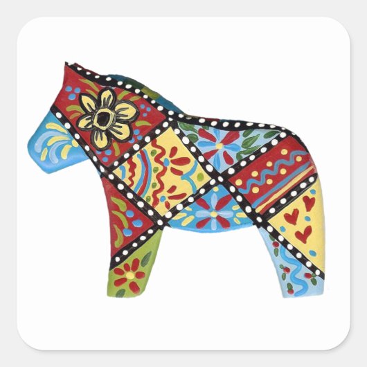Folk Art Dala Horse Sticker (Voorkant)
