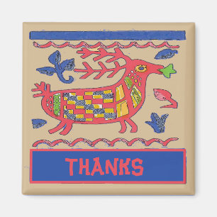 Folk Art Deer, Bedankt, bewerken tekst Magneet