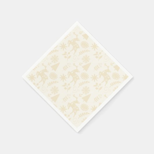 Folk Art Deer Forest Off White Servet (Hoek)
