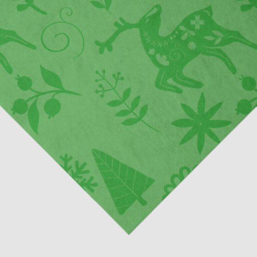 Folk Art Deer Forest Pattern Green Gift  Tissuepapier (Detail)