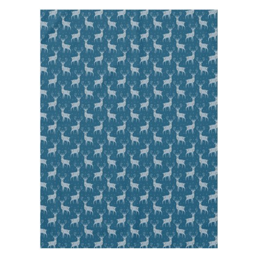 Folk Art Deer over Blue Holiday Tafelkleed (Voorkant)