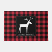 Folk Art Deer Red Black Buffalo Spingnaam Deurmat (Voorkant)