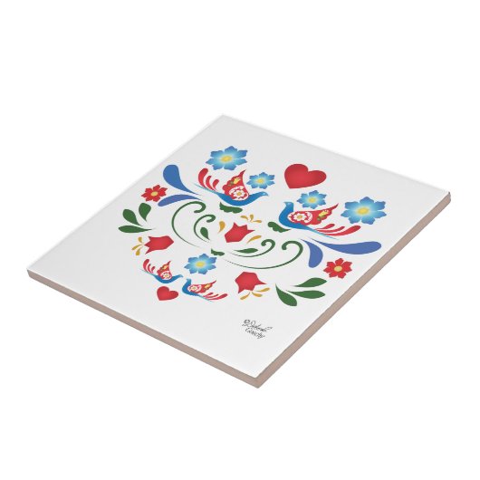 Folk-Art Design Ceramic Tile Tegeltje (Zijkant)