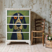 Folk Art Dog Poster voor decoupage of collage papi