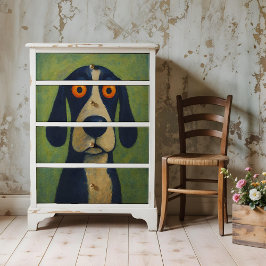 Folk Art Dog Poster voor decoupage of collage papi