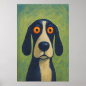 Folk Art Dog Poster voor decoupage of collage papi (Voorkant)