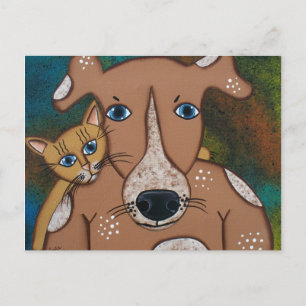 FOLK ART Dogs Best Friend by LORI EVERETT briefkaa Briefkaart