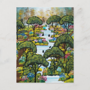 FOLK ART Early Morning DOOR LORI EVERETT briefkaar Briefkaart