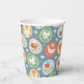 Folk Art Easter Egg Cat, Bunny, Chick Easter Papieren Bekers (Achterkant)