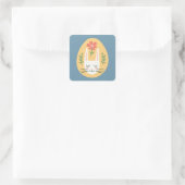 Folk Art Easter Egg Cat, Bunny Vierkante Sticker (Tas)