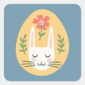 Folk Art Easter Egg Cat, Bunny Vierkante Sticker (Voorkant)