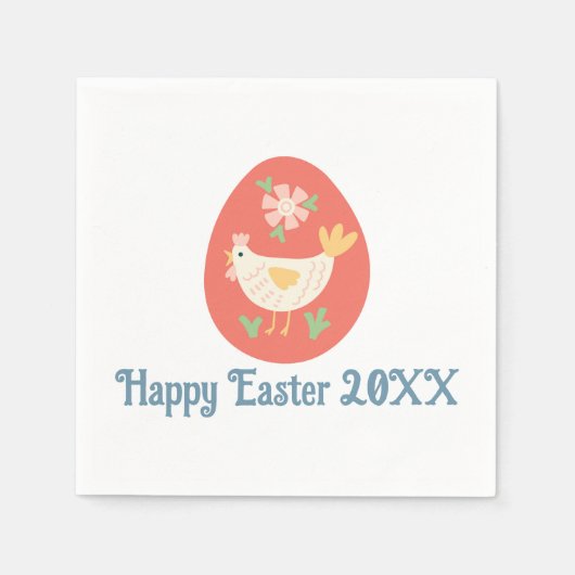 Folk Art Easter Egg Chicken Servet (Voorkant)