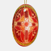 Folk Art Egg Keramisch Ornament (Links)