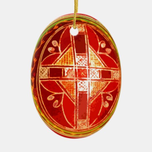 Folk Art Egg Keramisch Ornament (Voorkant)