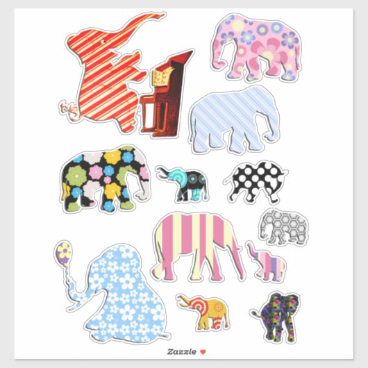 Folk Art Elephants oerwoud safari Sticker (Vel)