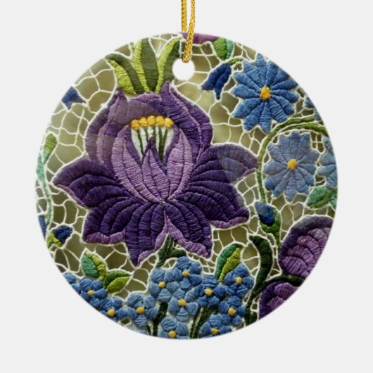 Folk Art Embroidery Flowers Keramisch Ornament (Voorkant)