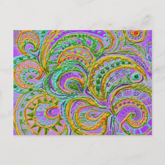 Folk Art Fantasy Pattern Briefkaart (Voorkant)