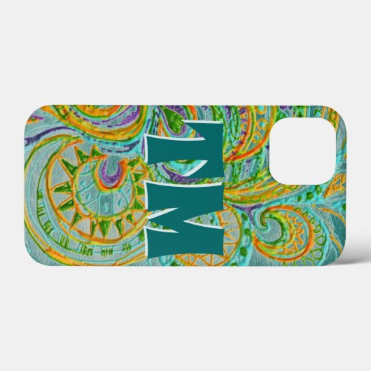 Folk Art Fantasy Pattern en jouw brieven Case-Mate iPhone Case (Achterkant (horizontaal))