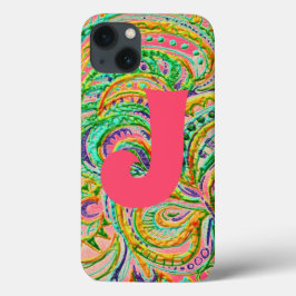 Folk Art Fantasy Pattern en Monogram Case-Mate iPhone Case
