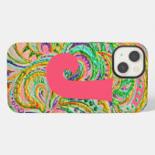 Folk Art Fantasy Pattern en Monogram iPhone Hoesje (Achterkant horizontaal)