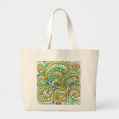 Folk Art Fantasy Pattern Grote Tote Bag (Voorkant)