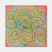 Folk Art Fantasy Pattern Magneet (Voorkant)