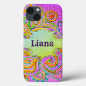 Folk Art Fantasy Pattern & Name Case-Mate iPhone Case (Achterkant)