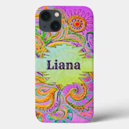 Folk Art Fantasy Pattern & Name Case-Mate iPhone Case