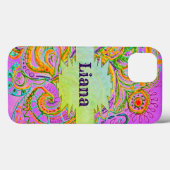 Folk Art Fantasy Pattern & Name Case-Mate iPhone Case (Achterkant (horizontaal))