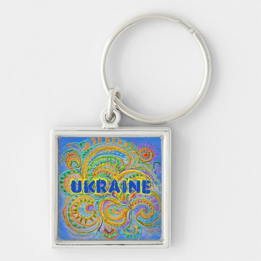 Folk Art Fantasy Pattern Oekraïne Sleutelhanger (Voorkant)