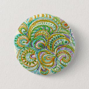 Folk Art Fantasy Pattern Ronde Button 5,7 Cm