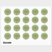Folk Art Fantasy Pattern Ronde Sticker (Vel)