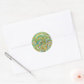 Folk Art Fantasy Pattern Ronde Sticker (Envelop)