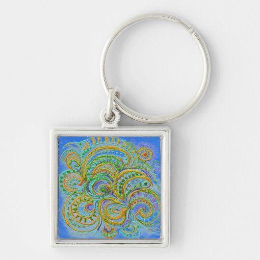 Folk Art Fantasy Pattern Sleutelhanger (Voorkant)