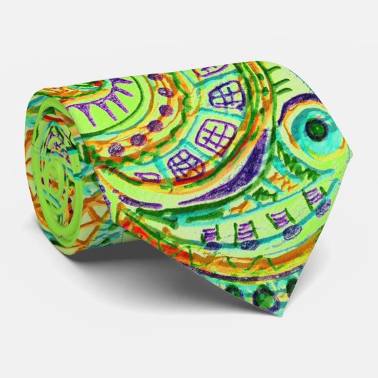 Folk Art Fantasy Pattern Stropdas (Opgerold)